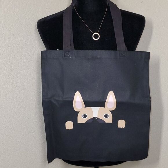 Handbags - Black Canvas Puppy Dog Tote Bag